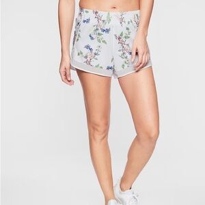 Athleta Floral Print Mesh Racer Run Shorts